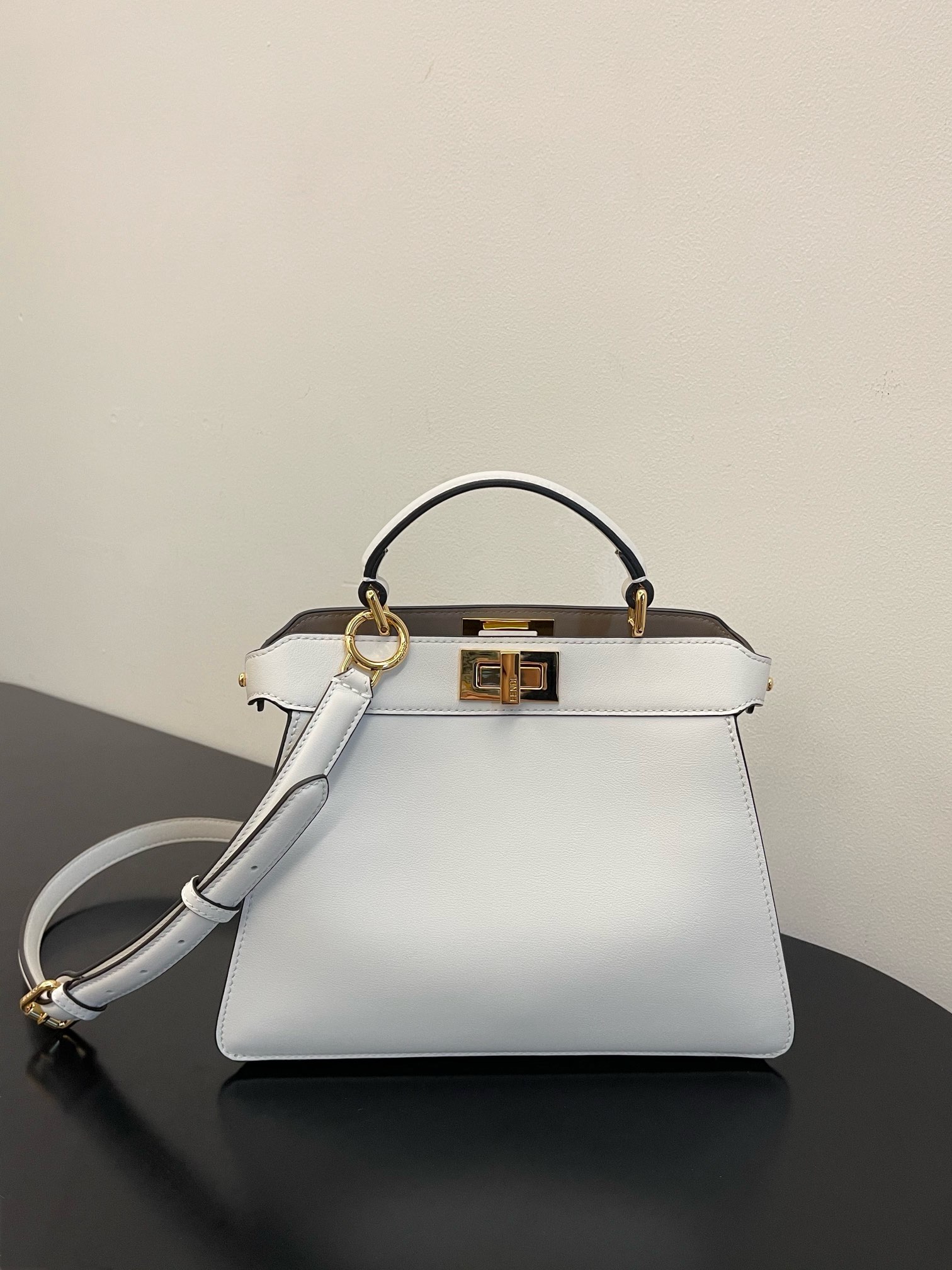 Fendi Peekaboo ISeeU Small White Calf Leather Bag